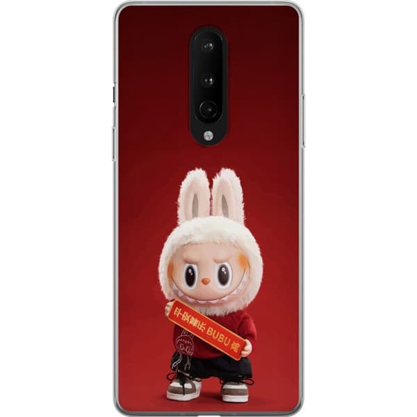 OnePlus 8 Gennemsigtig cover Pop Mart The Monsters Labubu Held og Lykke Vinyl Plysdukke