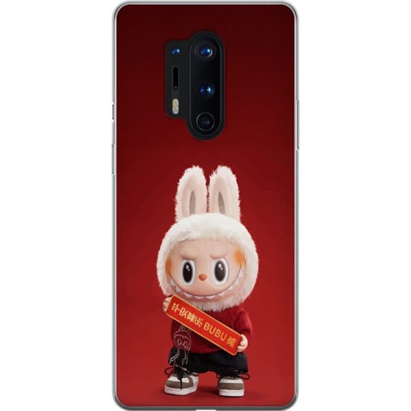 OnePlus 8 Pro Gennemsigtig cover Pop Mart The Monsters Labubu Held og Lykke Vinyl Plysdukke