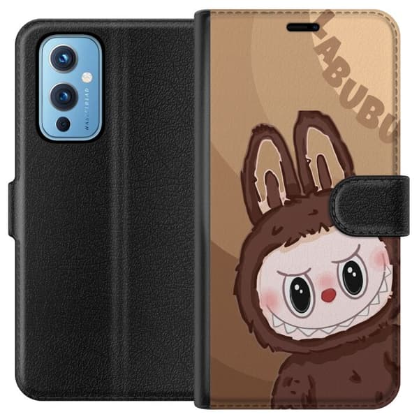 OnePlus 9 Tegnebogsetui Labubu Skyde Sød - Hvid og Blå Design med Sød Stil