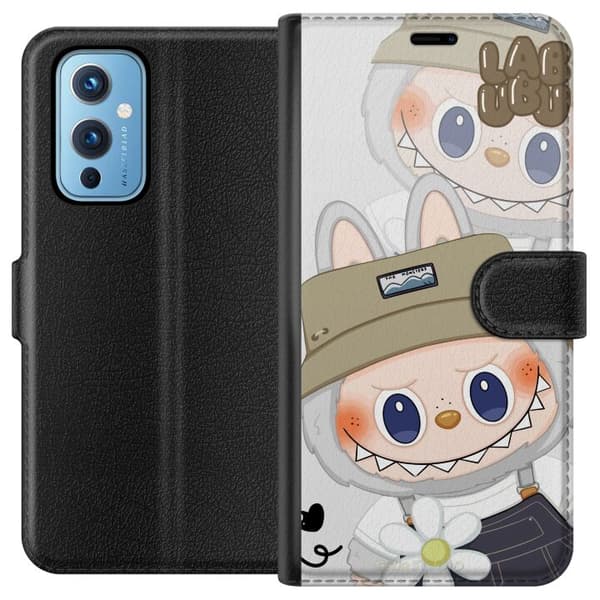 OnePlus 9 Tegnebogsetui Labubu Minimal Mood - Enkel og stilren monsterdesign
