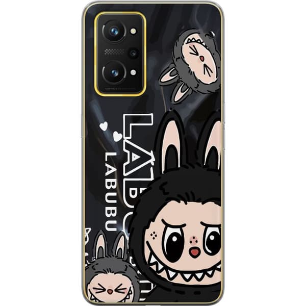 Realme GT Neo 3T Gennemsigtig cover <nl>Labubu Black Energy - Sort mønster i gade stil