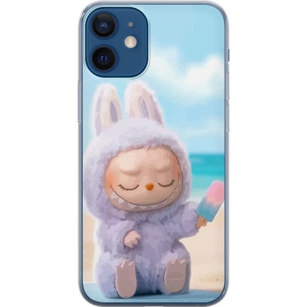 Apple iPhone 12 Genomskinligt Skal Labubu Pink Mood – Rosa monsterdesign