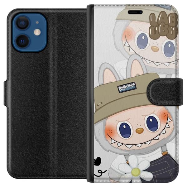 Apple iPhone 12 mini Lompakkokotelo Labubu Minimal Mood - Yksinkertainen ja tyylikäs hirviösuunnittelu