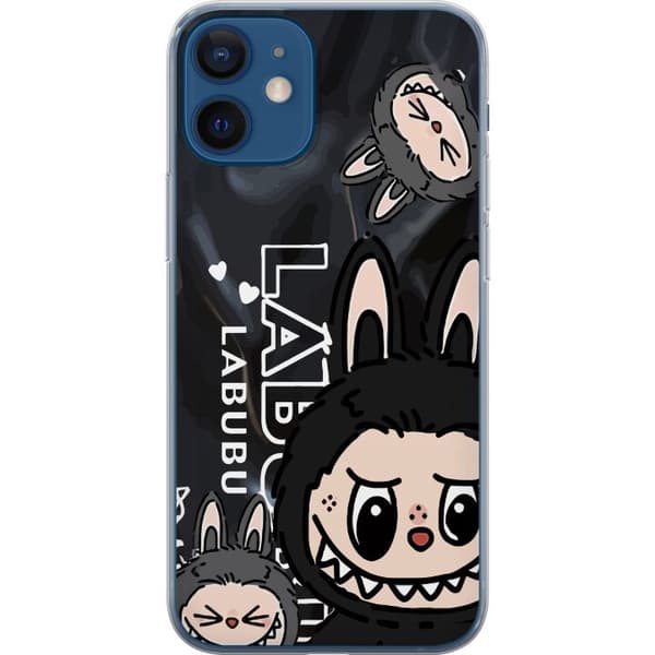 Apple iPhone 12 mini Gennemsigtig cover <nl>Labubu Black Energy - Sort mønster i gade stil