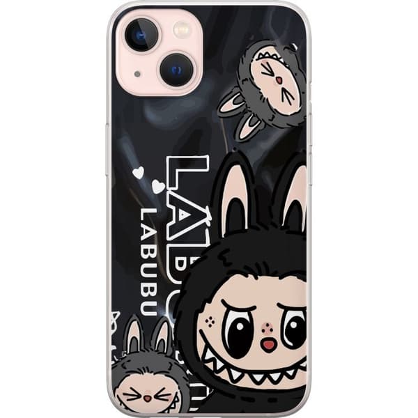 Apple iPhone 13 Gennemsigtig cover <nl>Labubu Black Energy - Sort mønster i gade stil