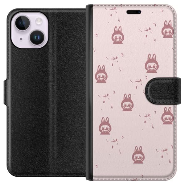 Apple iPhone 15 Lommeboketui Labubu Neon Pop - Neonfarget pop art monster