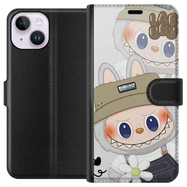 Apple iPhone 15 Tegnebogsetui Labubu Minimal Mood - Enkel og stilren monsterdesign