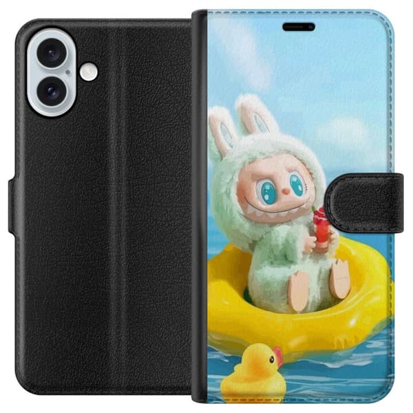 Apple iPhone 16 Plus Lompakkokotelo Labubu Stripe Attack - Raidat kohtaavat hirviöt