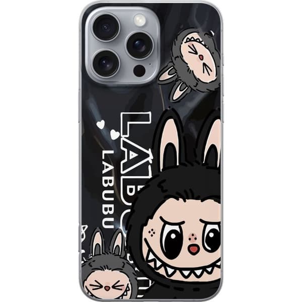 Apple iPhone 16 Pro Max Gennemsigtig cover <nl>Labubu Black Energy - Sort mønster i gade stil