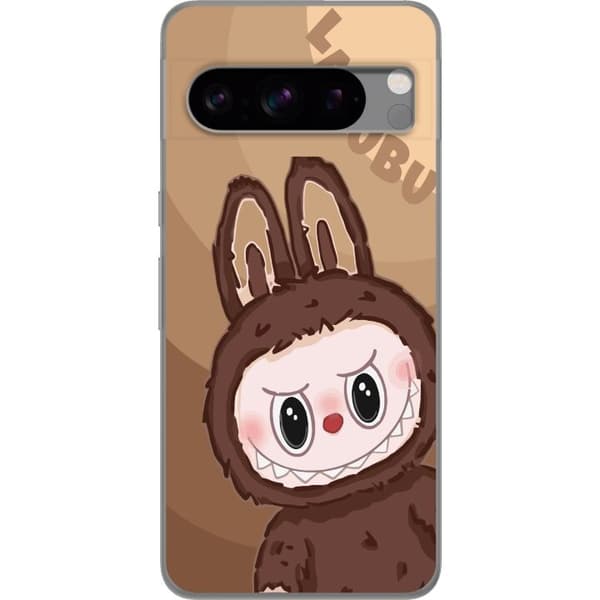 Google Pixel 8 Pro Gennemsigtig cover Labubu Skyde Sød - Hvid og Blå Design med Sød Stil