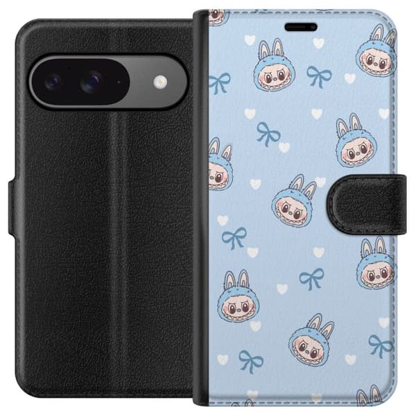 Google Pixel 9 Pro Plånboksfodral Labubu Fire Spirit – Eldigt monster i rött och orange