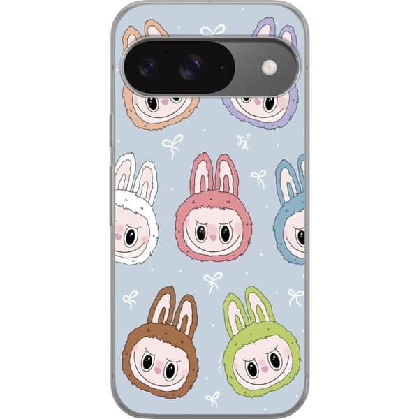 Google Pixel 9 Pro Genomskinligt Skal Labubu Star Pattern – Stjärnmönstrat med monsterlook