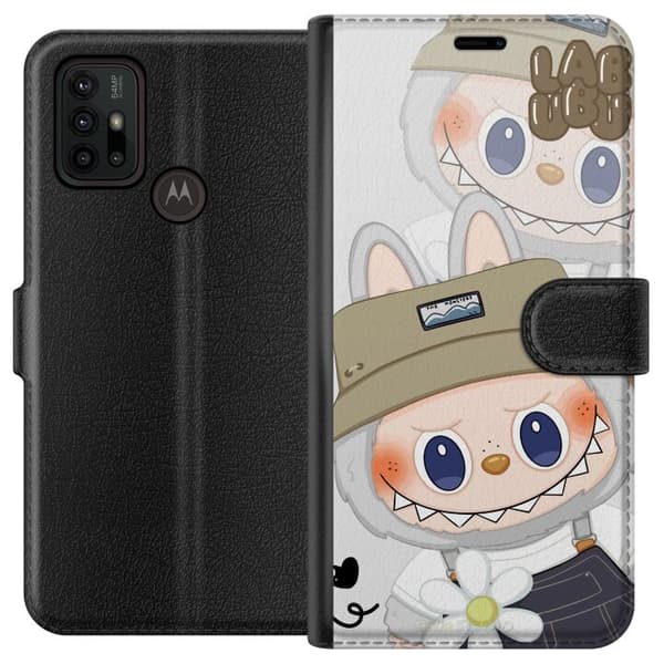 Motorola Moto G30 Lompakkokotelo Labubu Minimal Mood - Yksinkertainen ja tyylikäs hirviösuunnittelu
