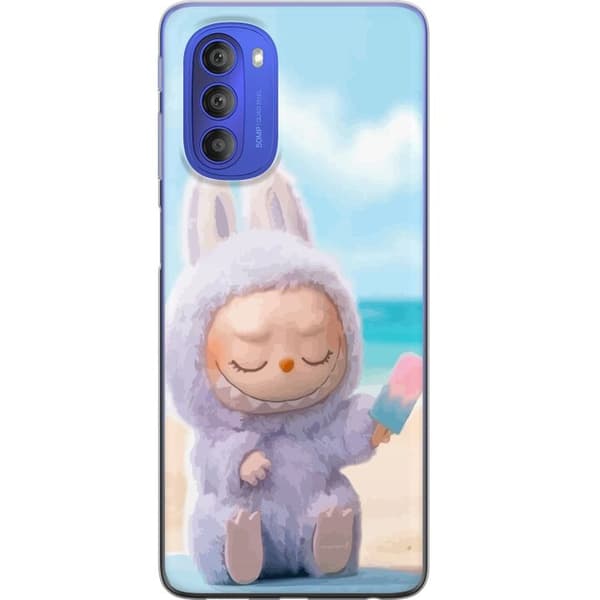 Motorola Moto G51 5G Gennemsigtig cover Labubu Lyserød Stemning