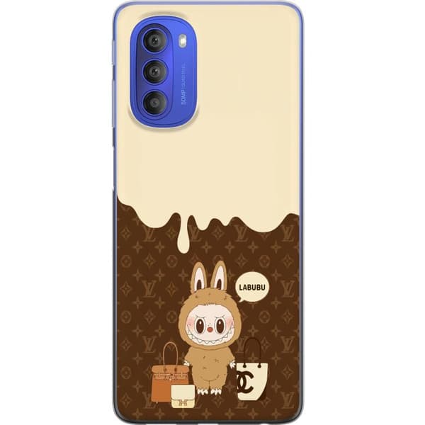 Motorola Moto G51 5G Gennemsigtig cover Labubu Blue Chill - Blå toner og rolig udtryk