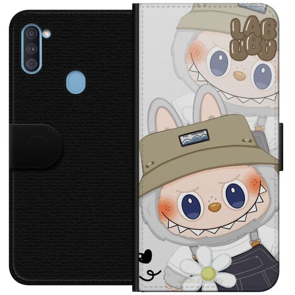 Samsung Galaxy A11 Lompakkokotelo Labubu Minimal Mood - Yksinkertainen ja tyylikäs hirviösuunnittelu