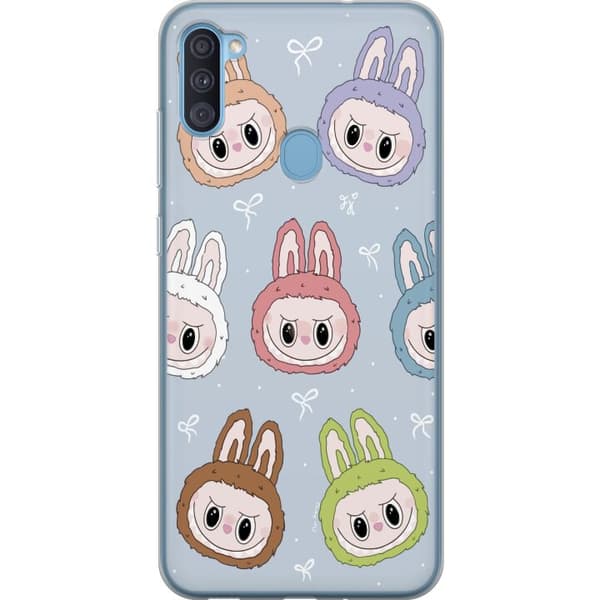 Samsung Galaxy A11 Genomskinligt Skal Labubu Star Pattern – Stjärnmönstrat med monsterlook