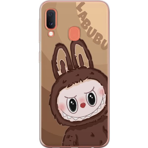 Samsung Galaxy A20e Gennemsigtig cover Labubu Skyde Sød - Hvid og Blå Design med Sød Stil