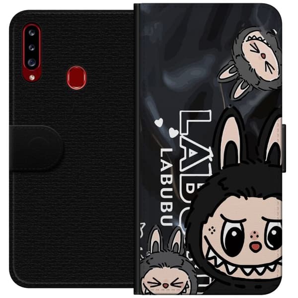 Samsung Galaxy A20s Lompakkokotelo <nl>Labubu Black Energy - Musta kuviointi katutyyliin