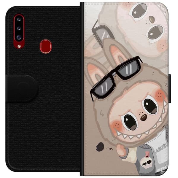 Samsung Galaxy A20s Plånboksfodral Labubu Rainbow Chaos – Färgglatt monster i regnbågstoner