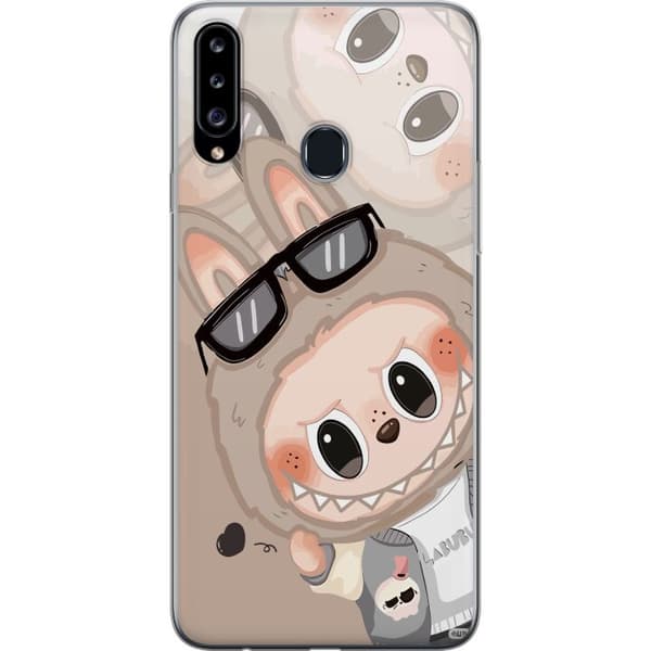 Samsung Galaxy A20s Genomskinligt Skal Labubu Rainbow Chaos – Färgglatt monster i regnbågstoner