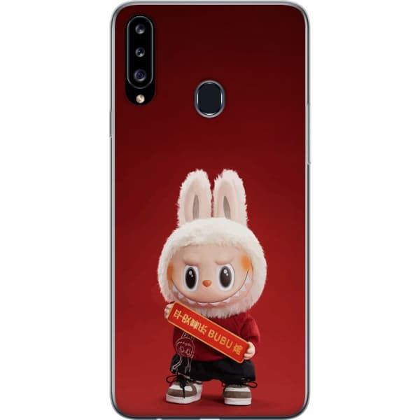 Samsung Galaxy A20s Genomskinligt Skal Pop Mart The Monsters Labubu Best of Luck Vinyl Plush Doll