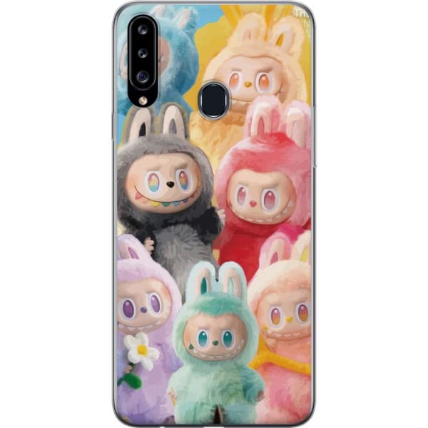 Samsung Galaxy A20s Genomskinligt Skal Labubu Sketch Style – Handritat monster i tusch