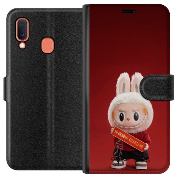 Samsung Galaxy A20e Tegnebogsetui Pop Mart The Monsters Labubu Held og Lykke Vinyl Plysdukke