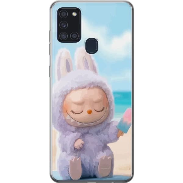 Samsung Galaxy A21s Läpinäkyvä kuori Labubu Vaaleanpunainen Tunnelma