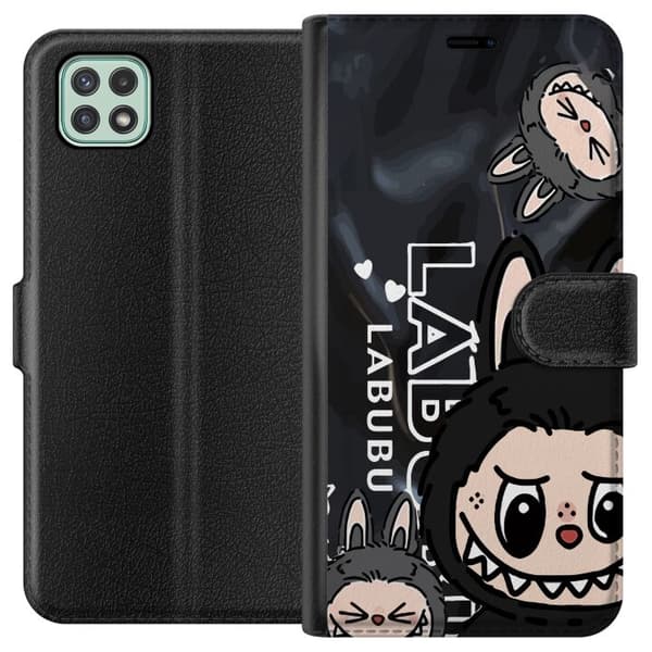 Samsung Galaxy A22 5G Lompakkokotelo <nl>Labubu Black Energy - Musta kuviointi katutyyliin