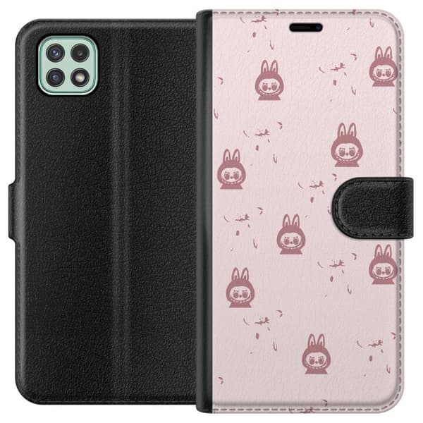 Samsung Galaxy A22 5G Lompakkokotelo Labubu Neon Pop - Neonvärinen pop art hirviö