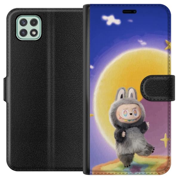 Samsung Galaxy A22 5G Lompakkokotelo Labubu Neon Pop - Neonväri pop-taiteen hirviö