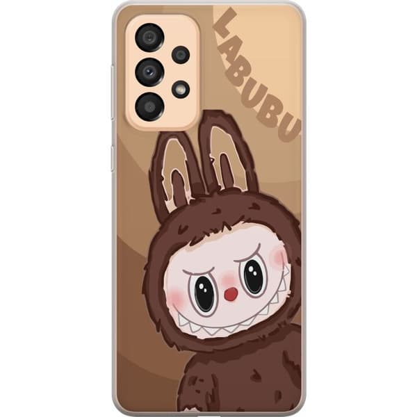 Samsung Galaxy A33 5G Gennemsigtig cover Labubu Skyde Sød - Hvid og Blå Design med Sød Stil