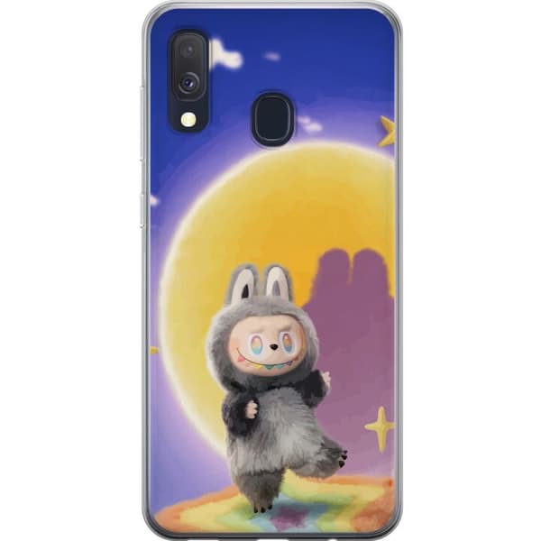 Samsung Galaxy A40 Gennemsigtig cover Labubu Neon Pop - Neonfarvet pop art monster