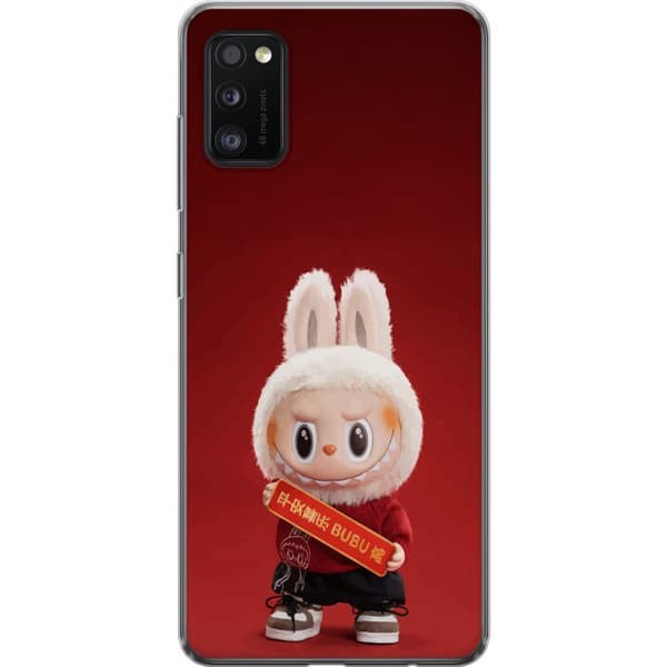 Samsung Galaxy A41 Gjennomsiktig deksel Pop Mart The Monsters Labubu Lykke til Vinyl Plysj Dukke