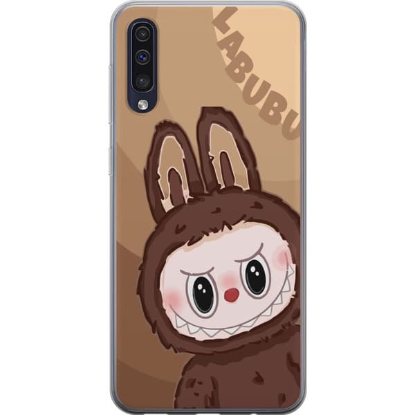 Samsung Galaxy A50 Gennemsigtig cover Labubu Skyde Sød - Hvid og Blå Design med Sød Stil