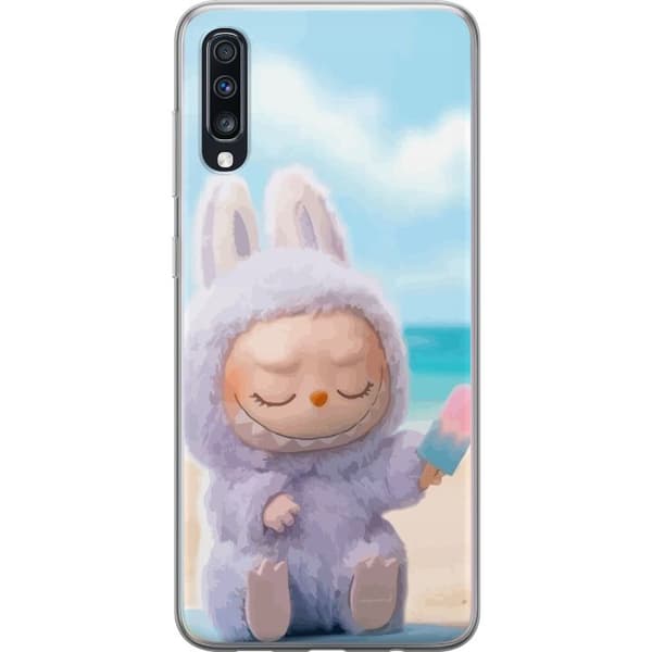 Samsung Galaxy A70 Genomskinligt Skal Labubu Pink Mood – Rosa monsterdesign