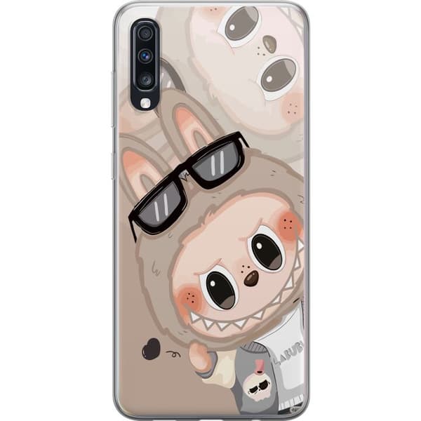Samsung Galaxy A70 Genomskinligt Skal Labubu Rainbow Chaos – Färgglatt monster i regnbågstoner