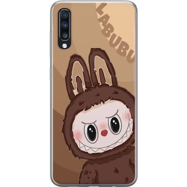 Samsung Galaxy A70 Gjennomsiktig deksel Labubu Sky Kosebamse - Hvit og Blå Design med Søt Stil