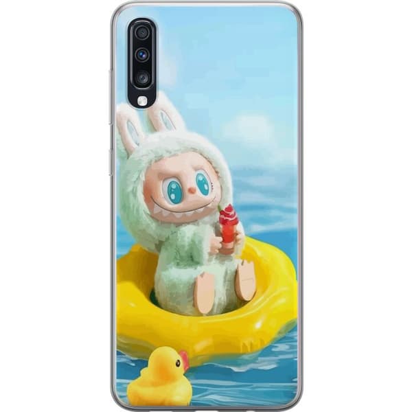 Samsung Galaxy A70 Genomskinligt Skal Labubu Stripe Attack – Ränder möter monster