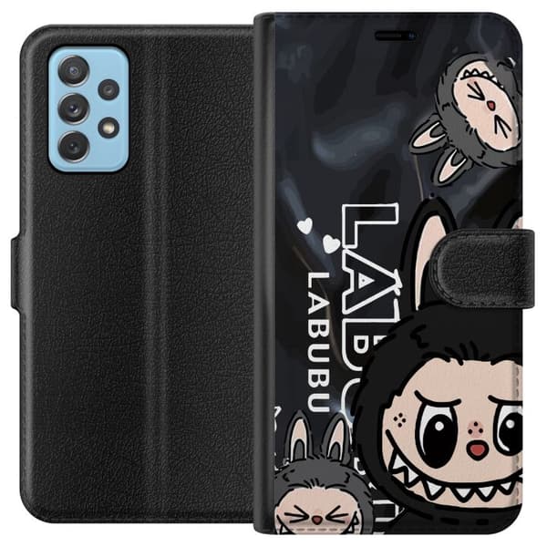 Samsung Galaxy A72 5G Lompakkokotelo <nl>Labubu Black Energy - Musta kuviointi katutyyliin