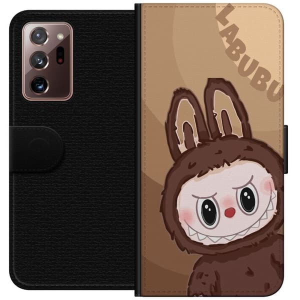 Samsung Galaxy Note20 Ultra Tegnebogsetui Labubu Skyde Sød - Hvid og Blå Design med Sød Stil