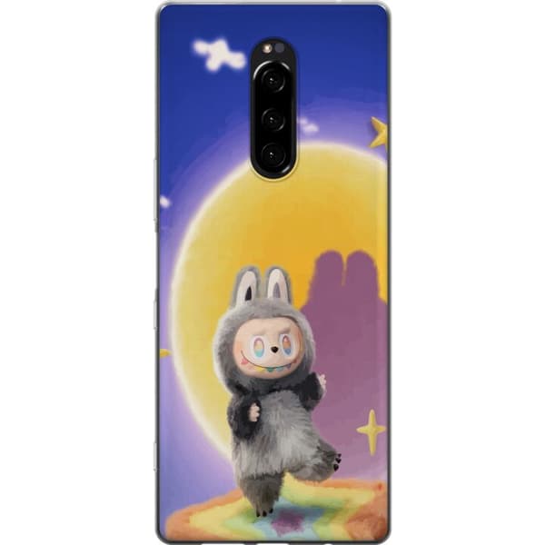 Sony Xperia 1 Gennemsigtig cover Labubu Neon Pop - Neonfarvet pop art monster