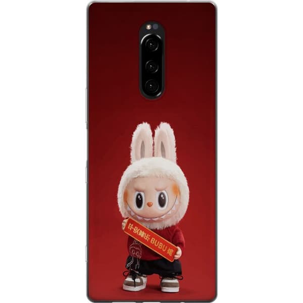 Sony Xperia 1 Gennemsigtig cover Pop Mart The Monsters Labubu Held og Lykke Vinyl Plysdukke
