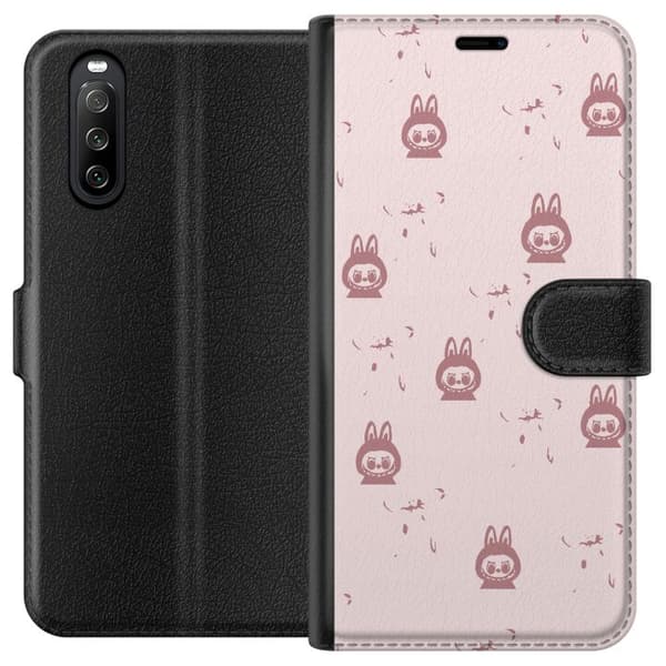 Sony Xperia 10 III Lompakkokotelo Labubu Neon Pop - Neonvärinen pop art hirviö