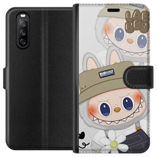 Sony Xperia 10 III Lompakkokotelo Labubu Minimal Mood - Yksinkertainen ja tyylikäs hirviösuunnittelu