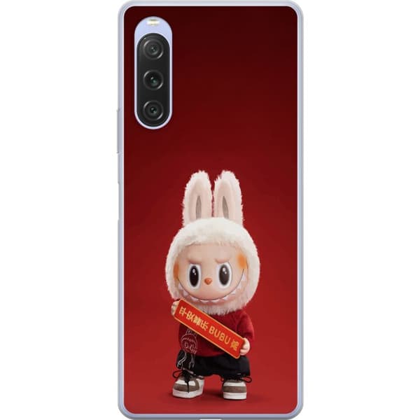 Sony Xperia 10 V Gennemsigtig cover Pop Mart The Monsters Labubu Held og Lykke Vinyl Plysdukke