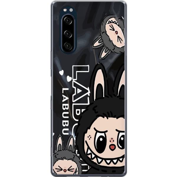 Sony Xperia 5 Gennemsigtig cover <nl>Labubu Black Energy - Sort mønster i gade stil