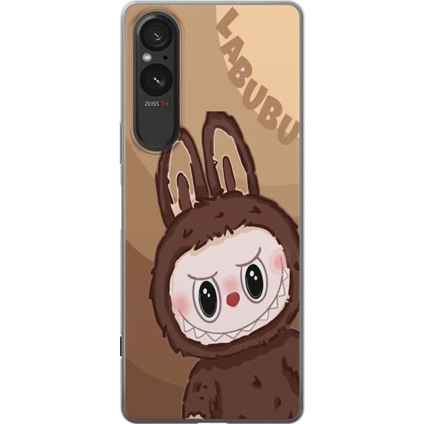 Sony Xperia 5 V Gennemsigtig cover Labubu Skyde Sød - Hvid og Blå Design med Sød Stil