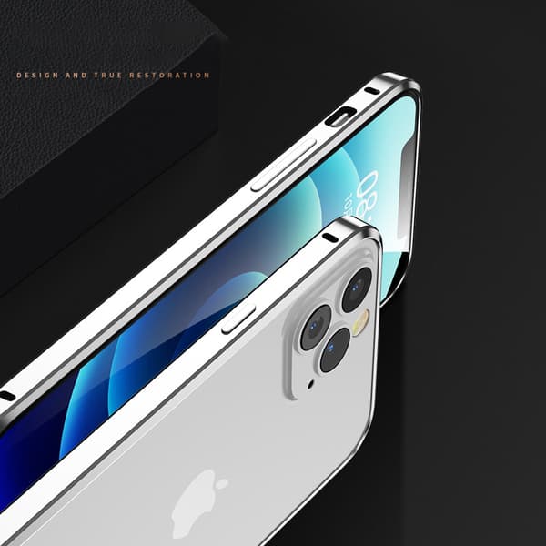INF Alumiiniseoksesta valmistettu puskurikotelo iPhone 15 Pro Maxille Hopea